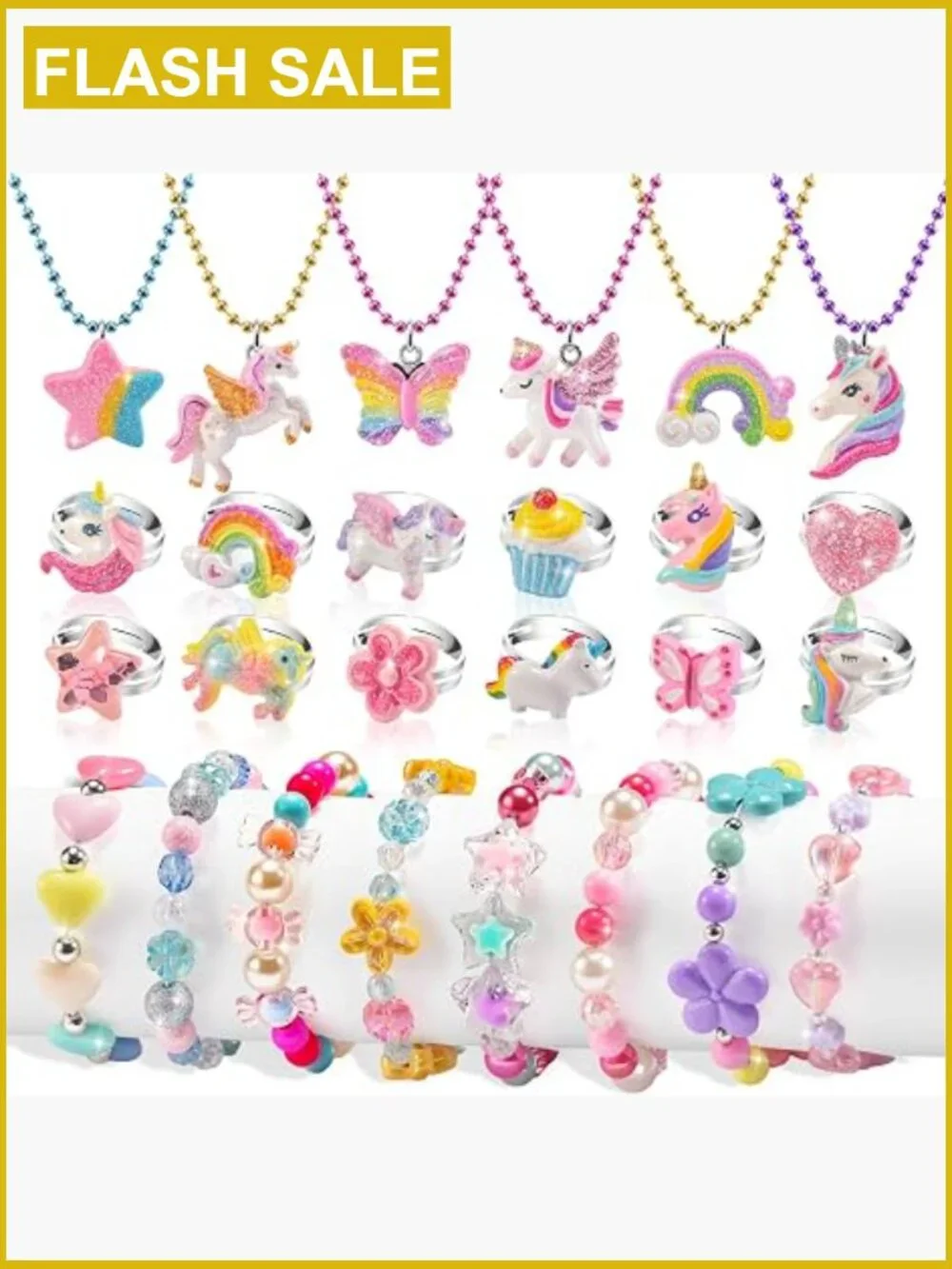 26pc Kids Dress Up Jewelry Set Necklaces Bracelets Rings Unicorn